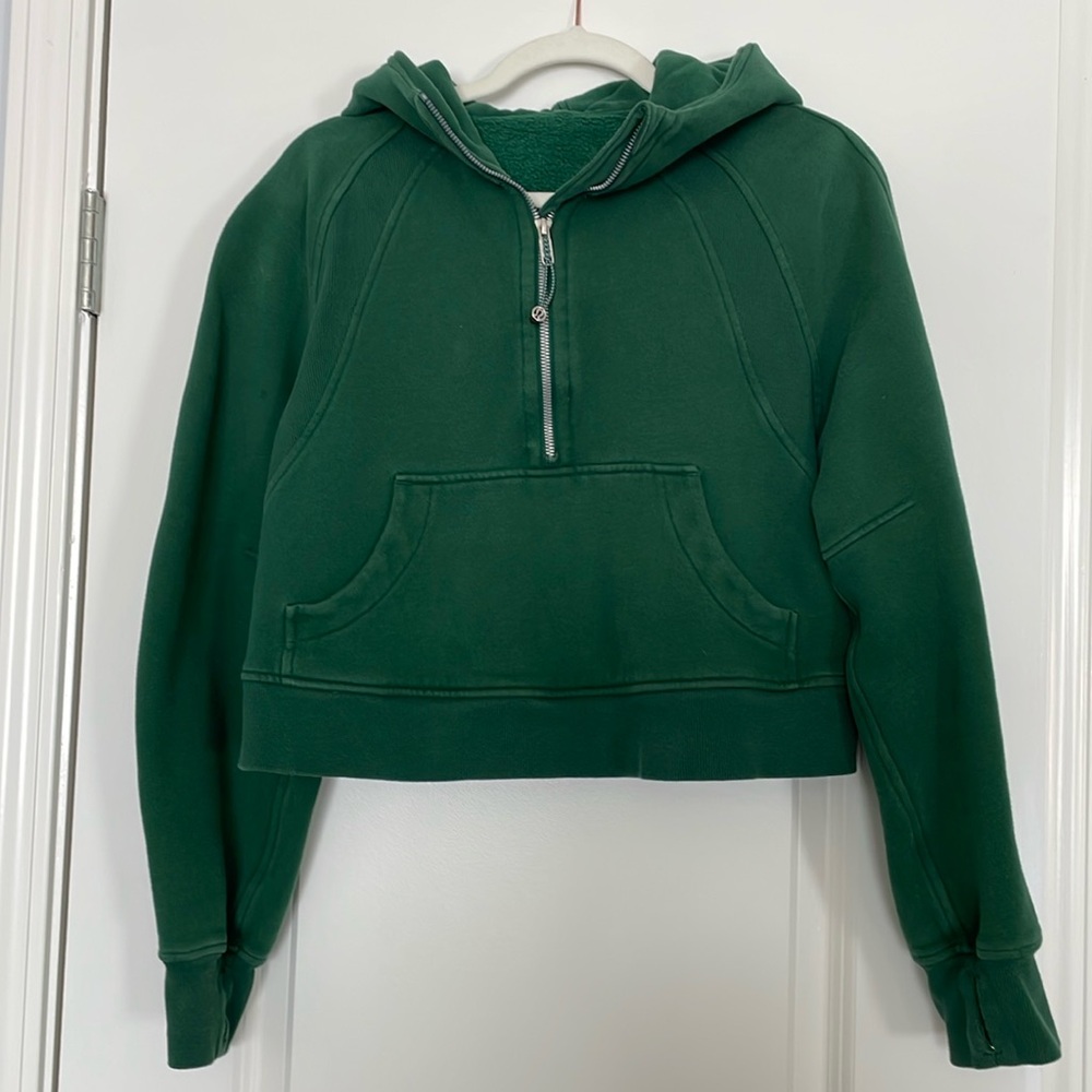 lululemon athletica Forest Green Half-Zip Cropped Hoodie